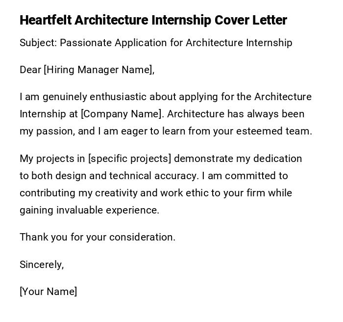 Heartfelt Architecture Internship Cover Letter Heartfelt Architecture Internship Cover Letter