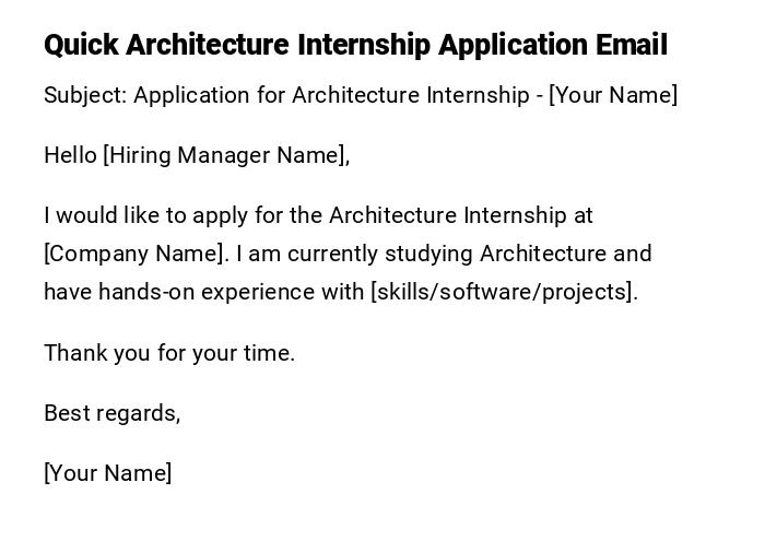 Quick Architecture Internship Application Email Quick Architecture Internship Application Email