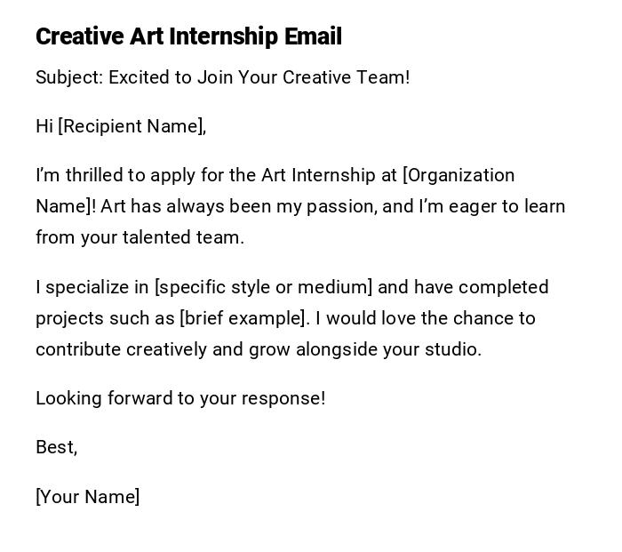 Creative Art Internship Email Creative Art Internship Email