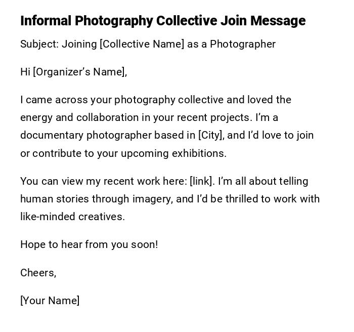 Informal Photography Collective Join Message Informal Photography Collective Join Message