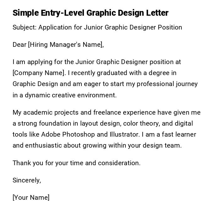 Simple Entry-Level Graphic Design Letter Simple Entry-Level Graphic Design Letter
