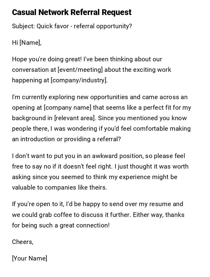 Casual Network Referral Request