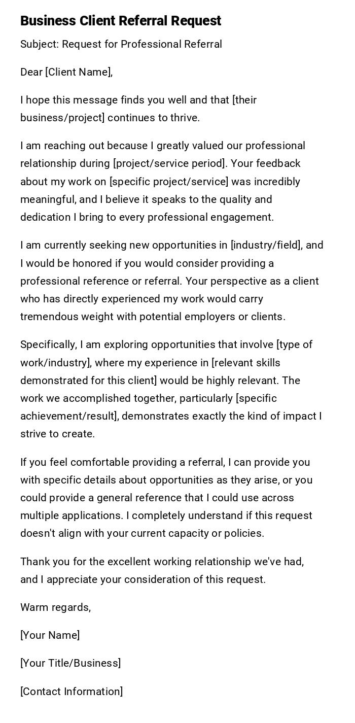 Business Client Referral Request