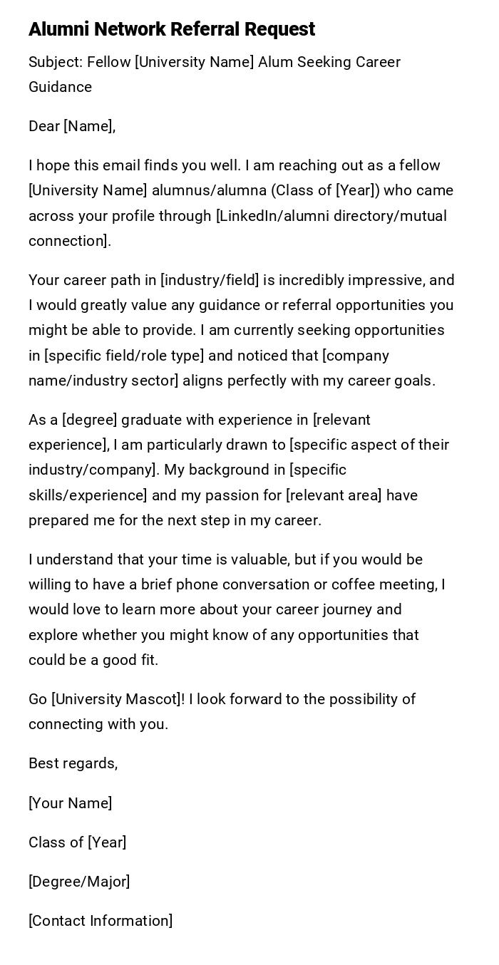 Alumni Network Referral Request