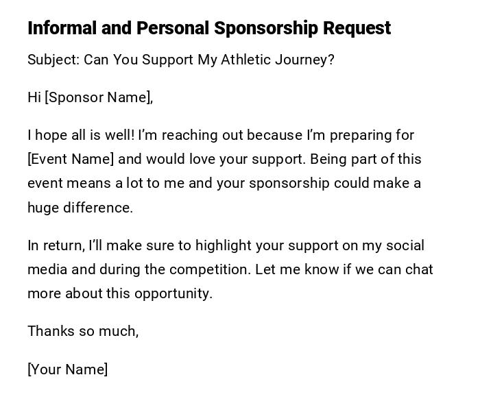 Informal and Personal Sponsorship Request Informal and Personal Sponsorship Request