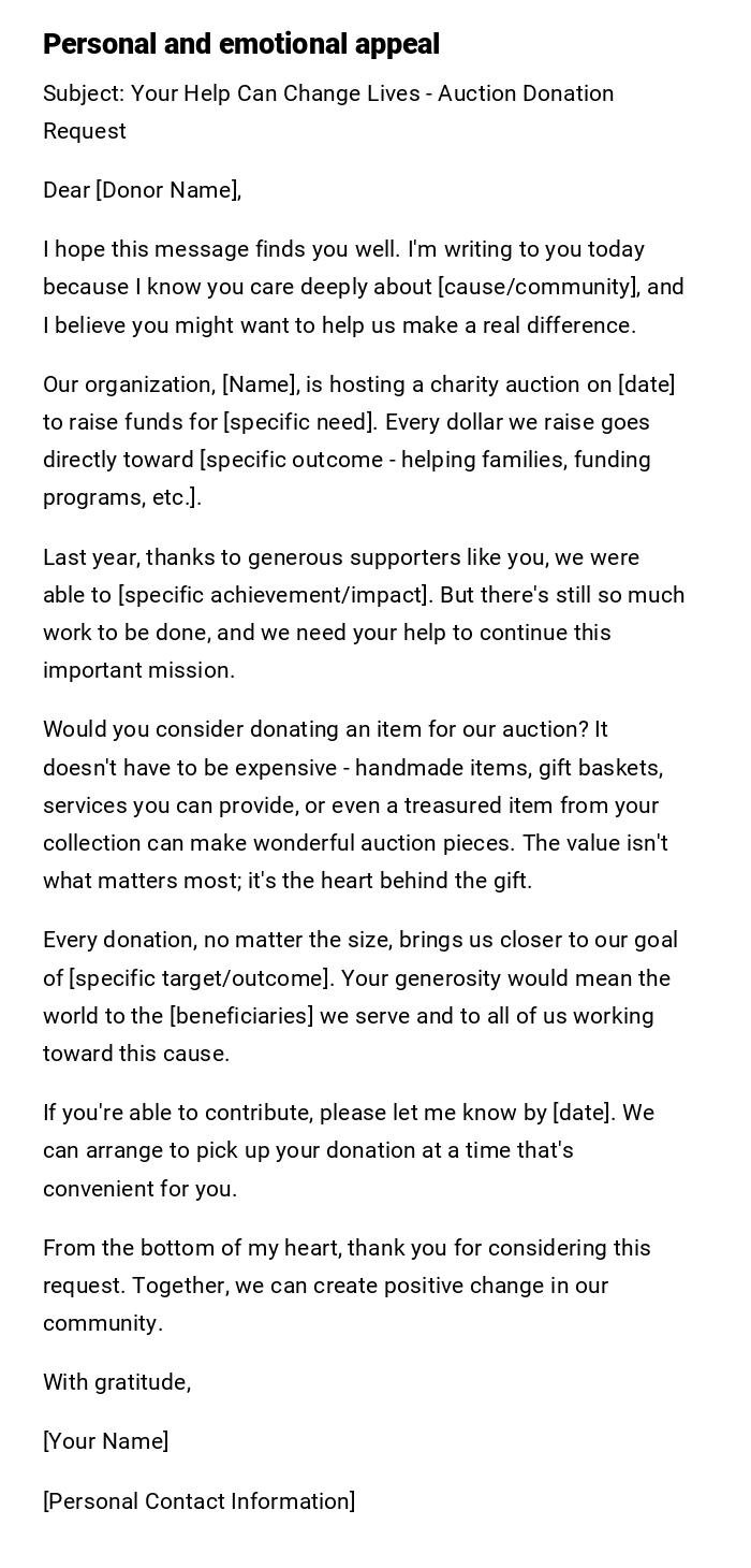 Personal and emotional appeal Personal and emotional appeal