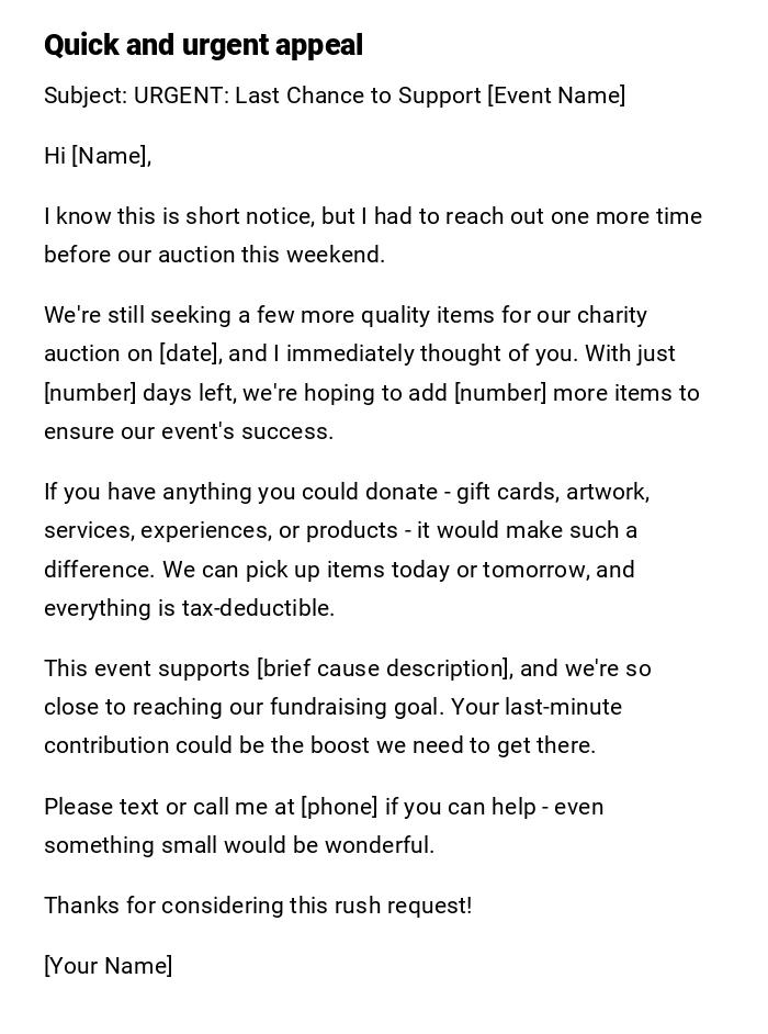 Quick and urgent appeal Quick and urgent appeal