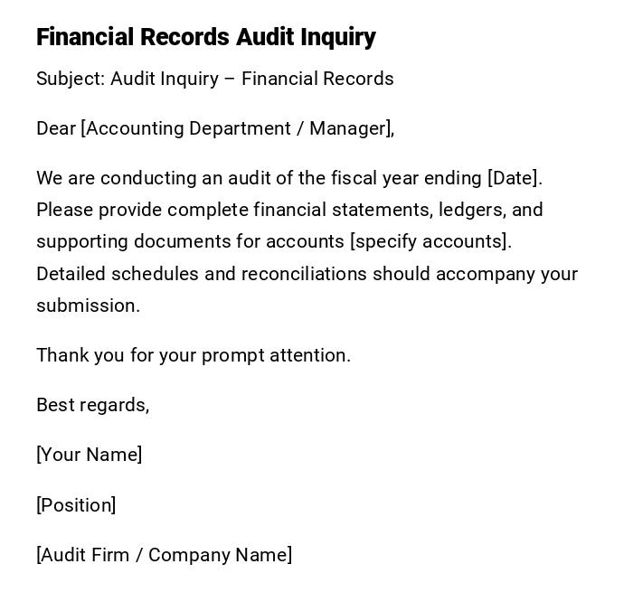 Financial Records Audit Inquiry