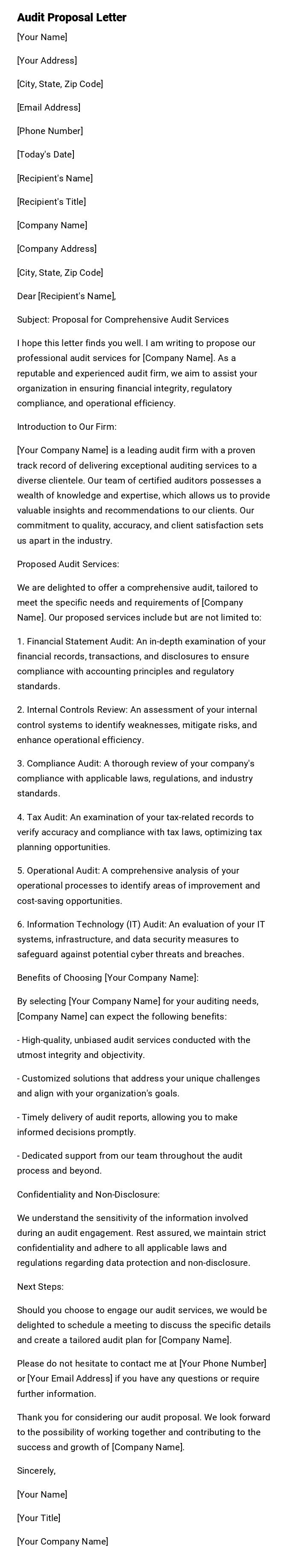 Audit Proposal Letter