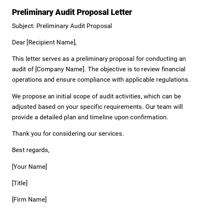 Preliminary Audit Proposal Letter Preliminary Audit Proposal Letter