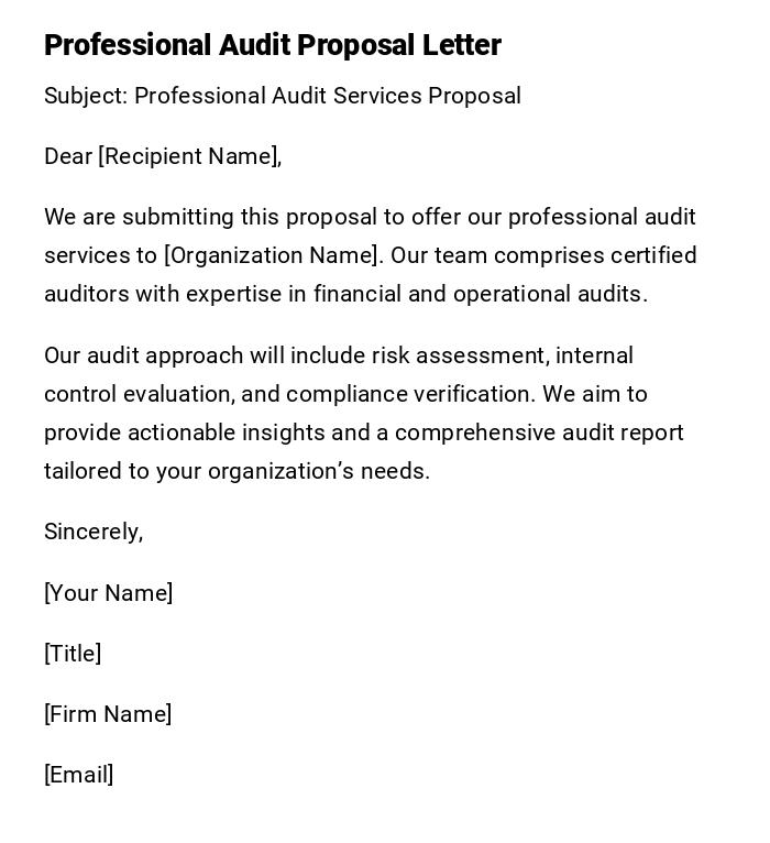 Professional Audit Proposal Letter Professional Audit Proposal Letter