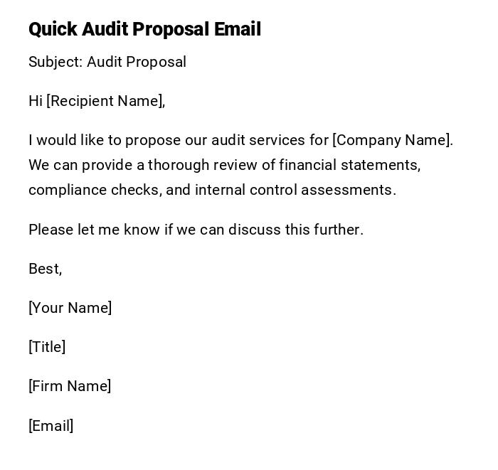 Quick Audit Proposal Email Quick Audit Proposal Email