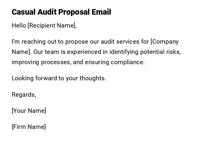 Casual Audit Proposal Email Casual Audit Proposal Email