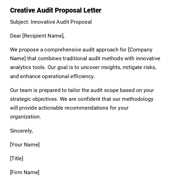 Creative Audit Proposal Letter Creative Audit Proposal Letter
