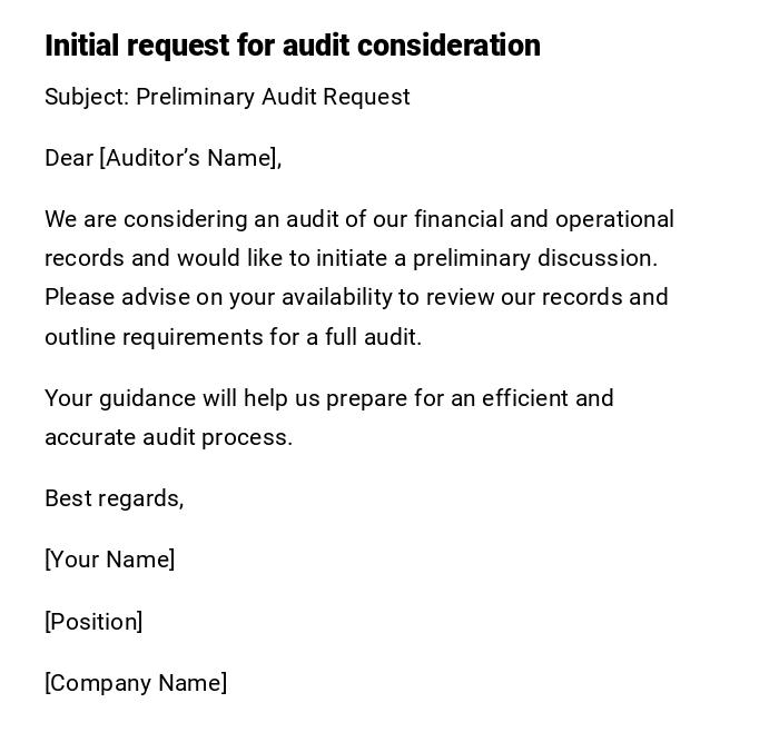 Initial request for audit consideration Initial request for audit consideration