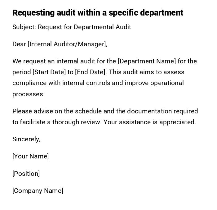 Requesting audit within a specific department Requesting audit within a specific department