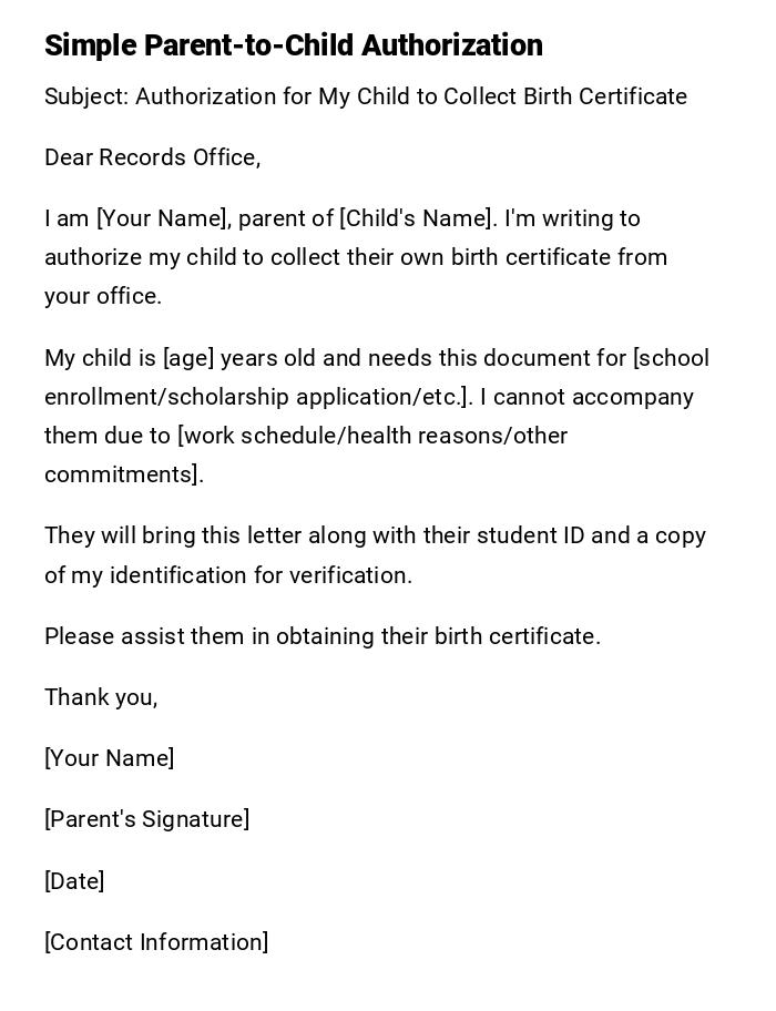 Simple Parent-to-Child Authorization Simple Parent-to-Child Authorization