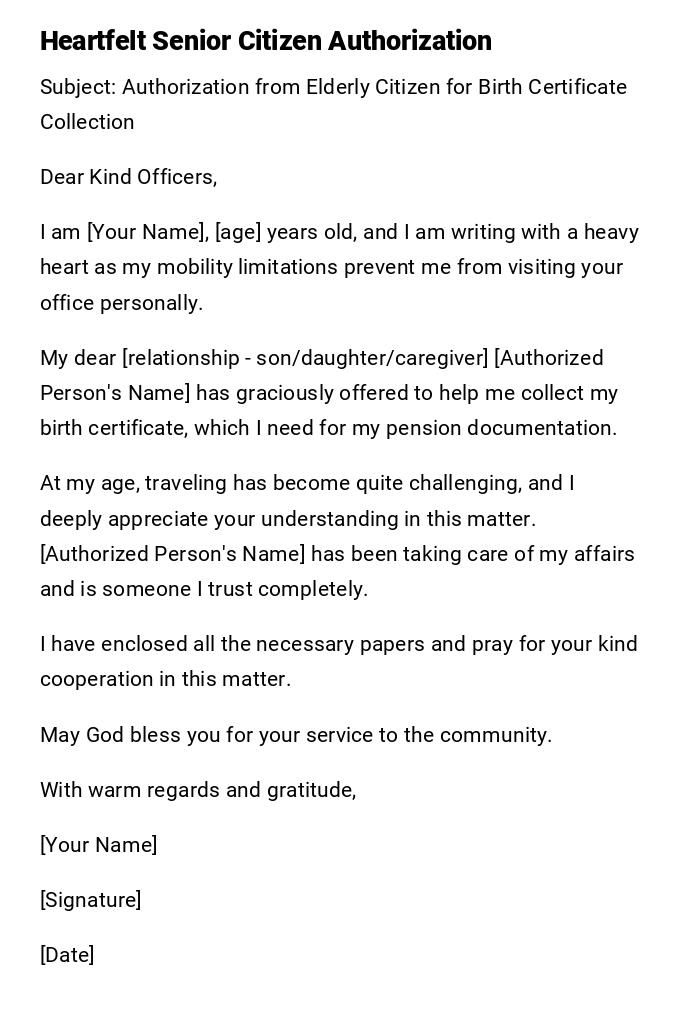 Heartfelt Senior Citizen Authorization Heartfelt Senior Citizen Authorization