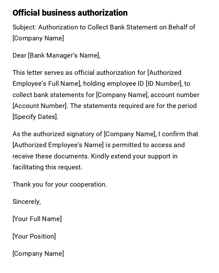 Official business authorization Official business authorization