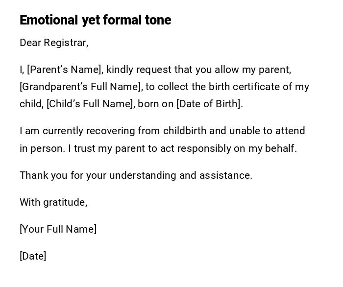 Emotional yet formal tone Emotional yet formal tone
