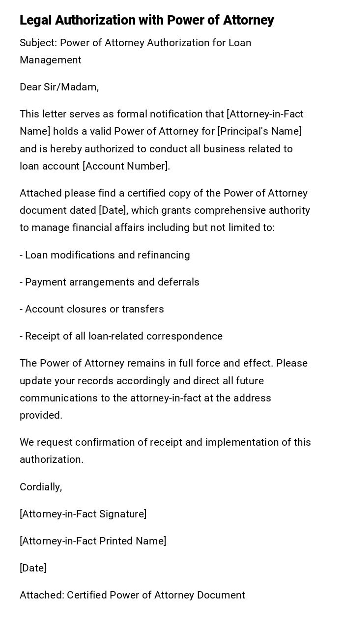 Legal Authorization with Power of Attorney Legal Authorization with Power of Attorney