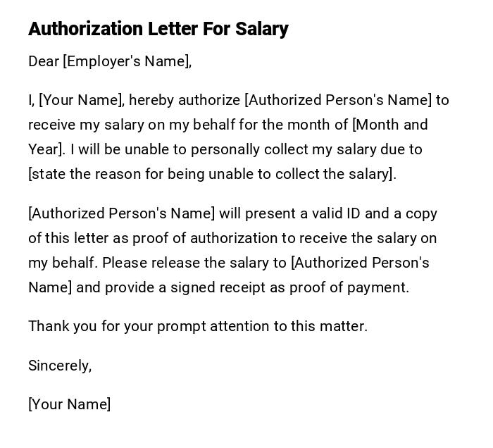 Authorization Letter For Salary