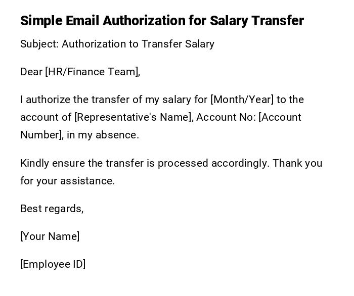 Simple Email Authorization for Salary Transfer Simple Email Authorization for Salary Transfer