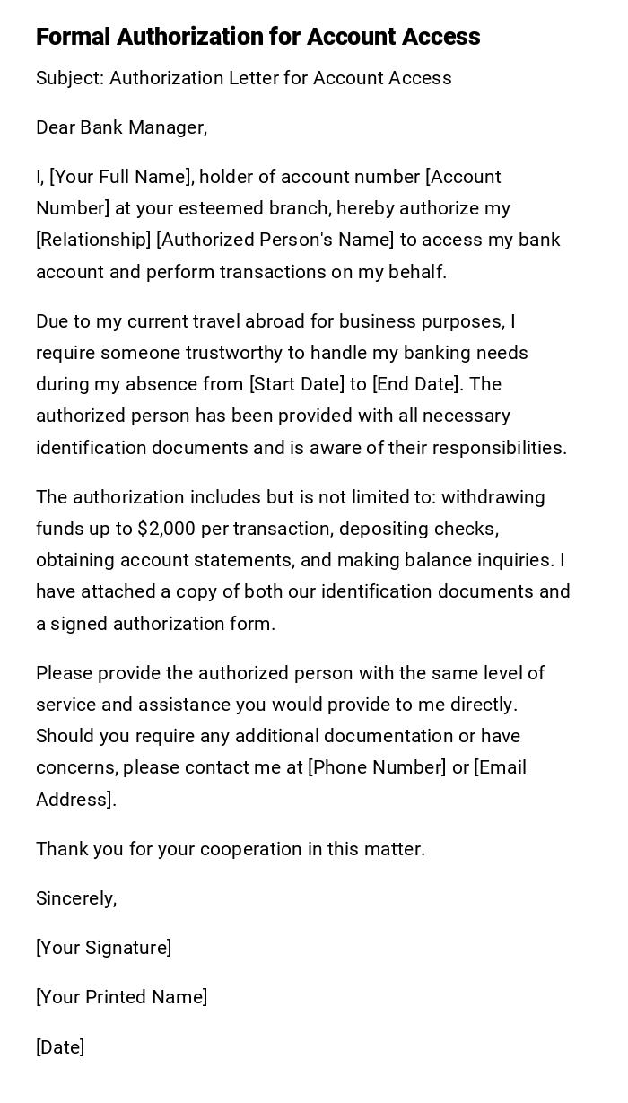 Formal Authorization for Account Access Formal Authorization for Account Access