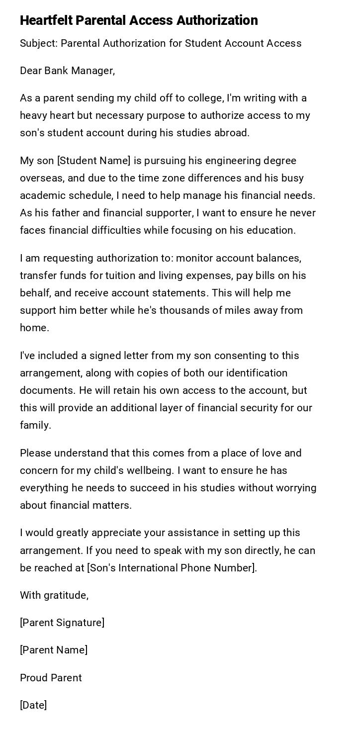 Heartfelt Parental Access Authorization Heartfelt Parental Access Authorization