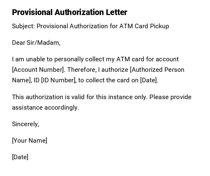 Provisional Authorization Letter Provisional Authorization Letter
