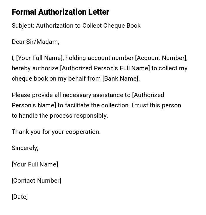 Formal Authorization Letter Formal Authorization Letter