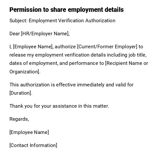 Permission to share employment details Permission to share employment details