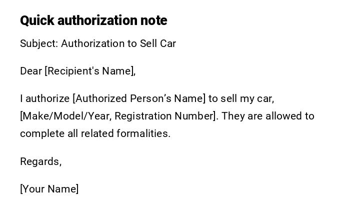 Quick authorization note Quick authorization note