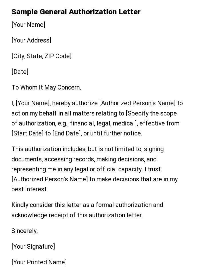 Sample General Authorization Letter