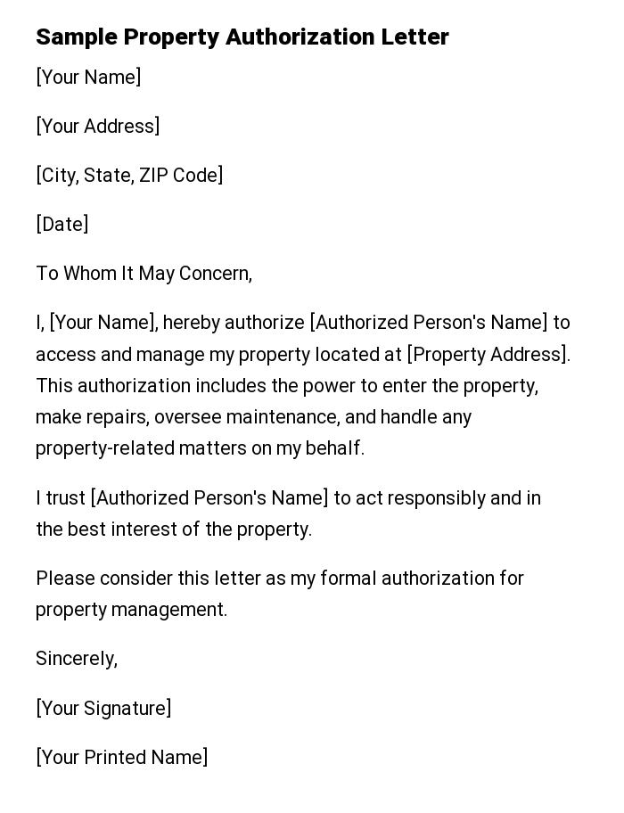 Sample Property Authorization Letter