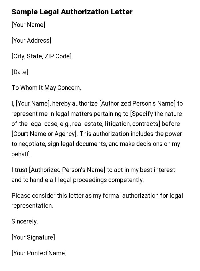 Sample Legal Authorization Letter