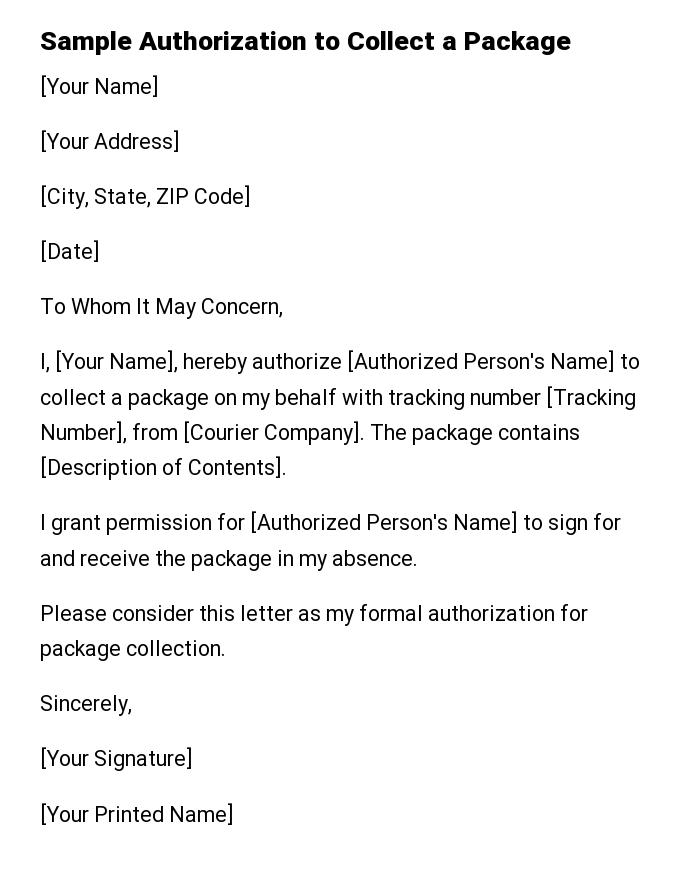 Sample Authorization to Collect a Package