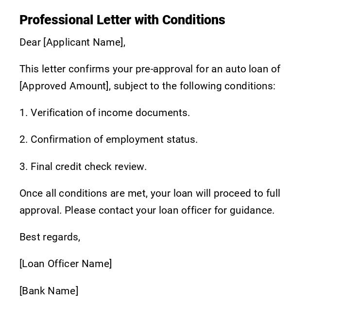 Professional Letter with Conditions Professional Letter with Conditions