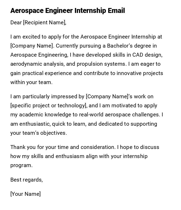 Aerospace Engineer Internship Email Aerospace Engineer Internship Email