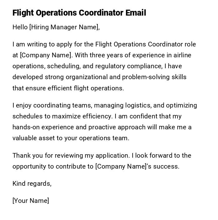 Flight Operations Coordinator Email Flight Operations Coordinator Email