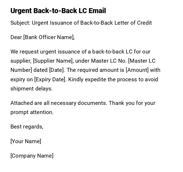 Urgent Back-to-Back LC Email Urgent Back-to-Back LC Email