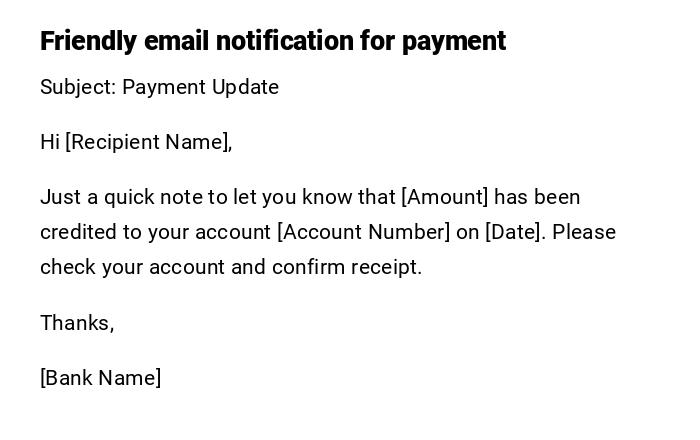 Friendly email notification for payment