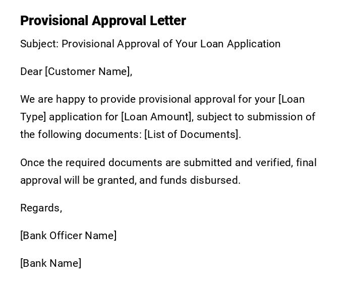 Provisional Approval Letter Provisional Approval Letter