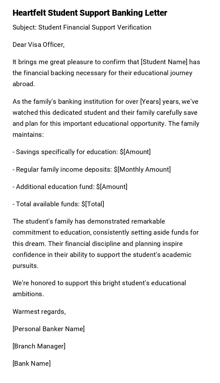 Heartfelt Student Support Banking Letter Heartfelt Student Support Banking Letter