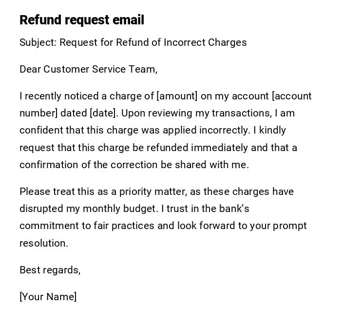 Refund request email Refund request email