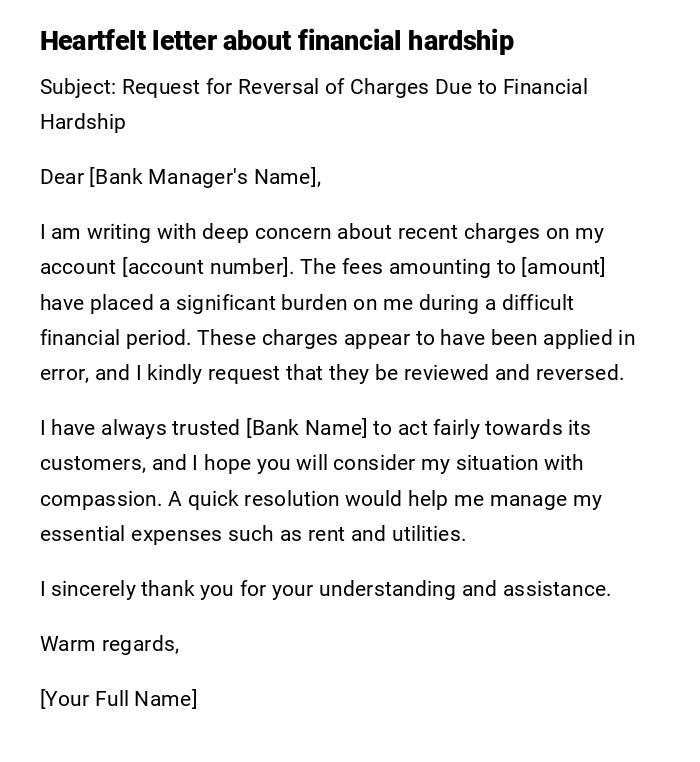 Heartfelt letter about financial hardship Heartfelt letter about financial hardship