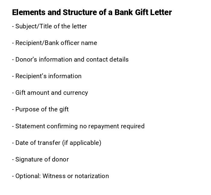 Elements and Structure of a Bank Gift Letter