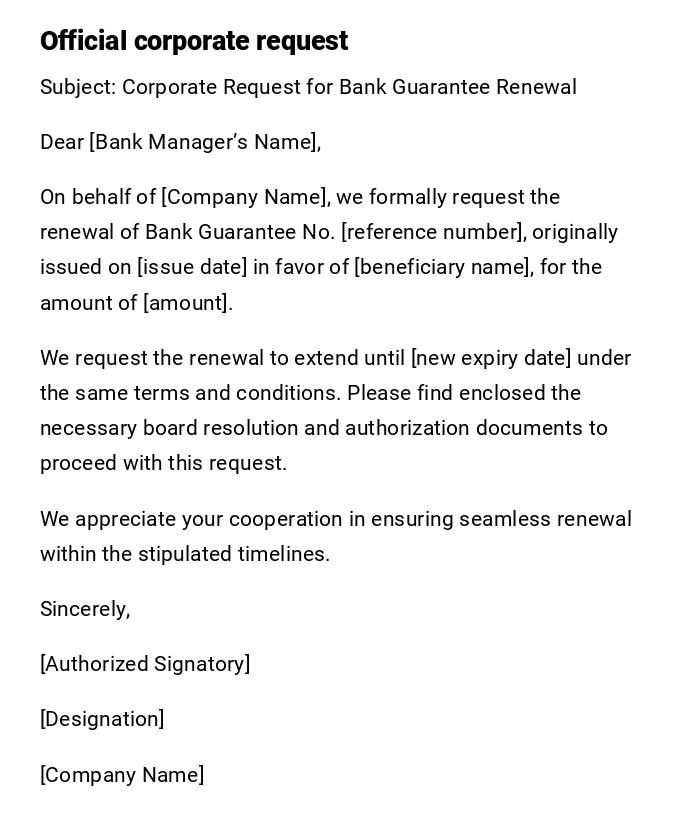 Official corporate request Official corporate request