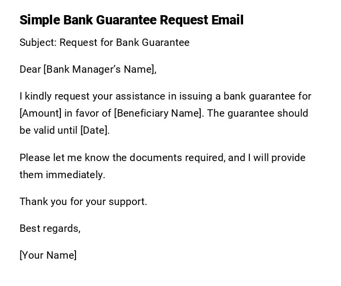 Simple Bank Guarantee Request Email Simple Bank Guarantee Request Email