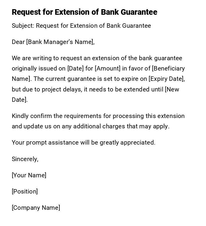Request for Extension of Bank Guarantee Request for Extension of Bank Guarantee